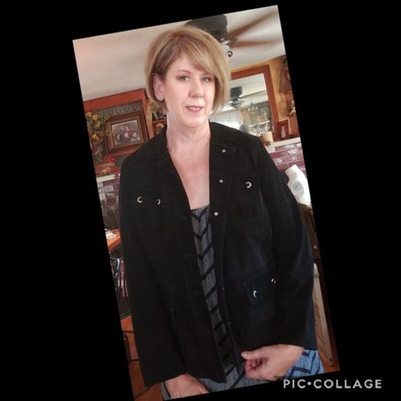 STYLE & CO BLACK LEATHER SUEDE JACKET 16W - Picture 2 of 7